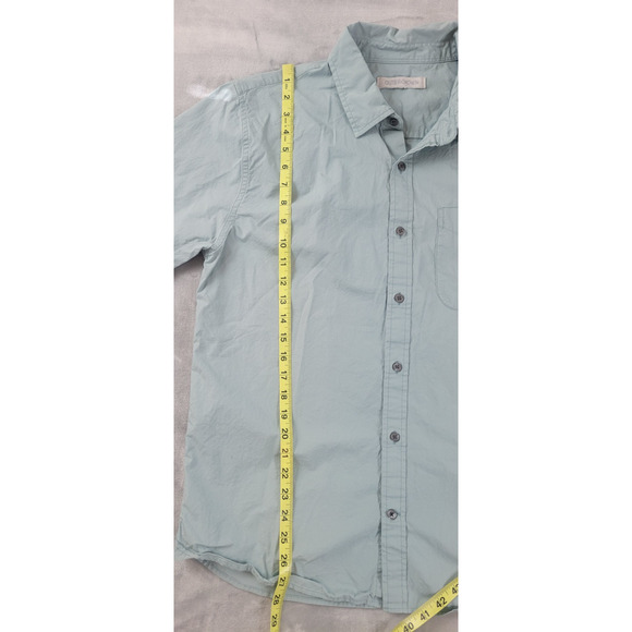 Outerknown Long Sleeve Button Up Shirt Mens LG Teal Front Pocket Organic Cotton - Picture 7 of 10